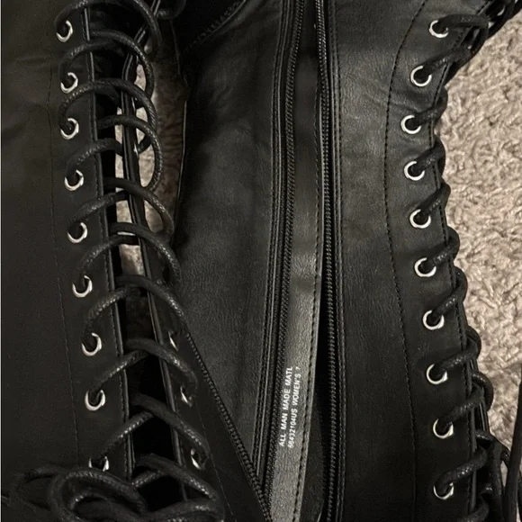 Demonia Black Lace-Up Gothic Boots - Picture 4 of 5